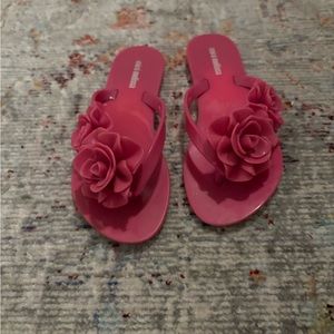 Mini Melissa Pink Flower Flip Flops